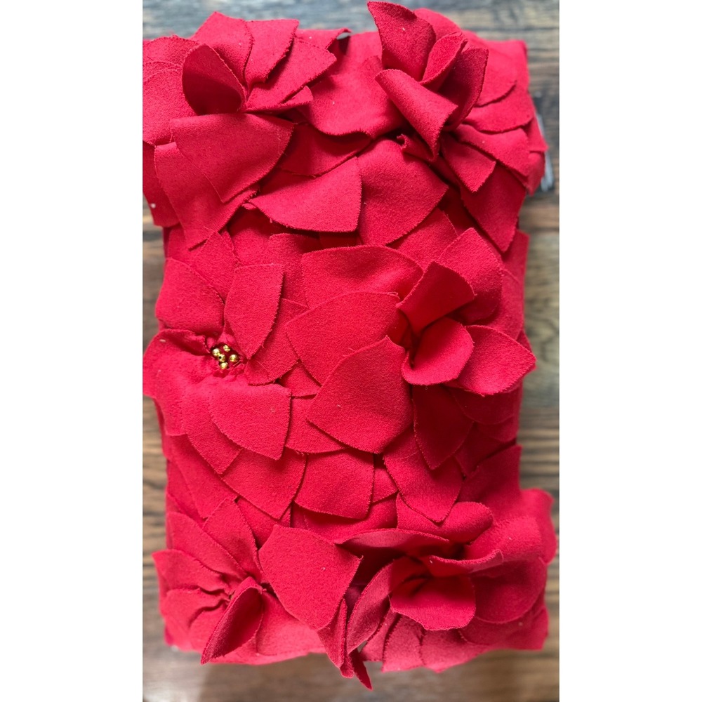 Sheffield Home Red Poinsettia Decorative Lumbar Pillow Holiday Christmas 19x11